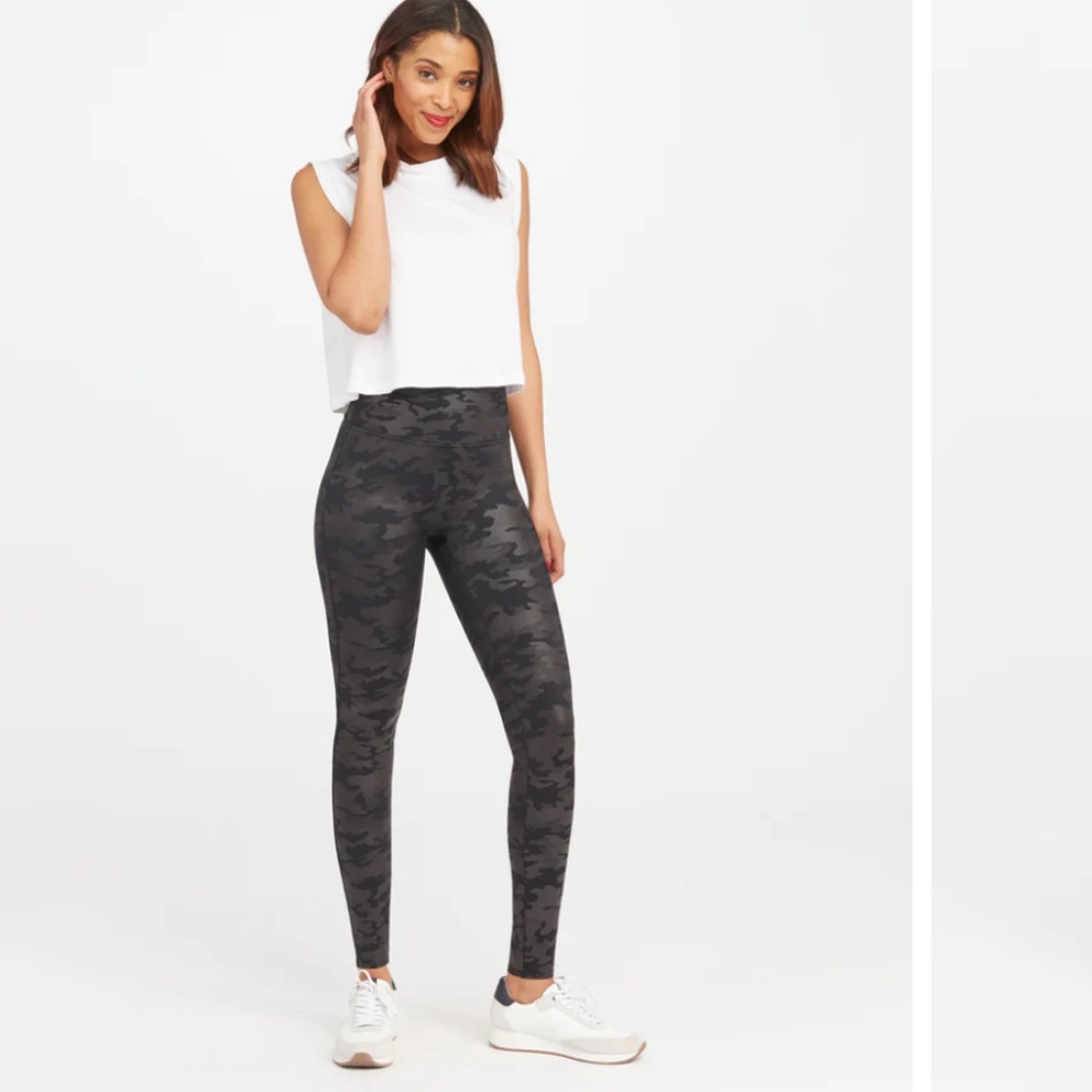 Spanx Faux Leather Camo Leggings